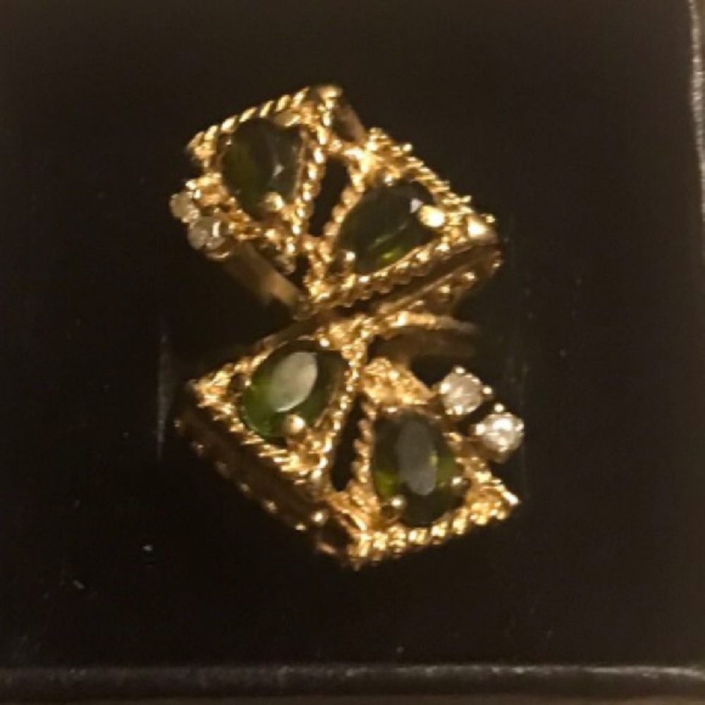 Vintage 14k Tourmaline & Diamond Ring